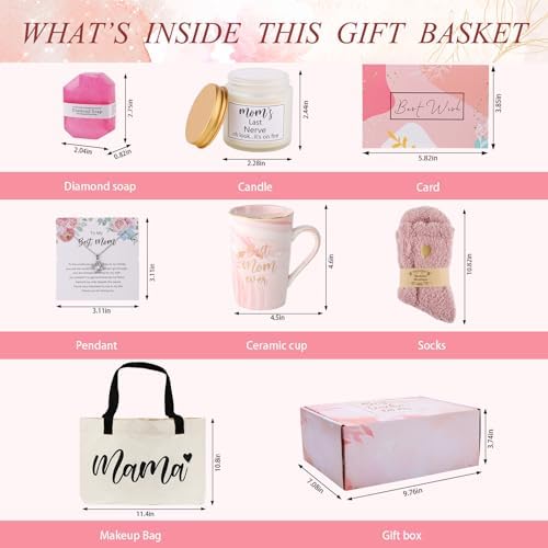 DHQH Best New Mom Gifts for Mom from Daughter Son,Gift Basket for Women Birthday Gifts for Mother-in-law Thanksgiving Presents with Candle box Tote Bag - Image 5