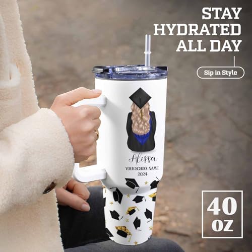 Personalized Graduation Gifts for Her Him, 40oz Personalized Graduation Tumblers Class Of 2025 Gifts, Custom Graduation Cup with Name, College Masters Degree Congratulations Gift for Women Men - Image 4
