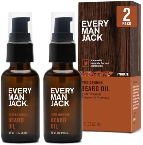 Every Man Jack Hydrating Beard Oil for Men, Aged Bourbon, 1oz (2pk) by EveryManJack