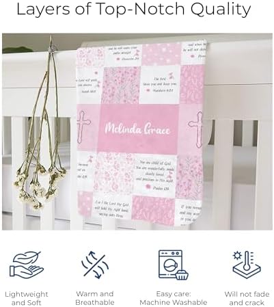 MDPrints Baptism Blanket for Girls, Customized Baptism Gifts for Girl, Personalized Baby Blankets for Girls with Name (Baptism DK19) - Image 4