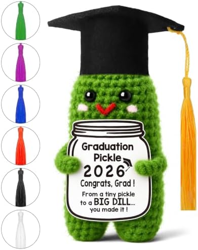Graduation Gifts Cards Graduation Decorations 2026 Handmade Crochet Pickle by MAMAGIFTREE