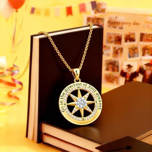 FAFY 2026 Graduation Gifts-925 Sterling Silver Graduation Compass Necklace High School College Graduation Gifts for Her Women Class of 2026 Graduation Gifts for Granddaughter Daughter - Image 3