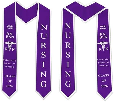D-Story RN Graduation Stole Custom Nursing Stole Registered Nurse BSN MSN Graduation Sash Class of 2026 - Image 3