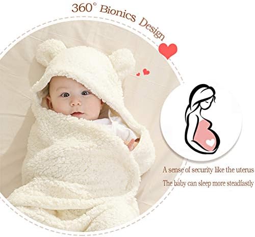 Nunibum Baby Swaddle Blanket Boys Girls Cute Bear Plush Essential Receiving Blanket Ultra-Soft Newborn Registry Sleeping Wraps for Infant 0-6 Months - White - Image 4