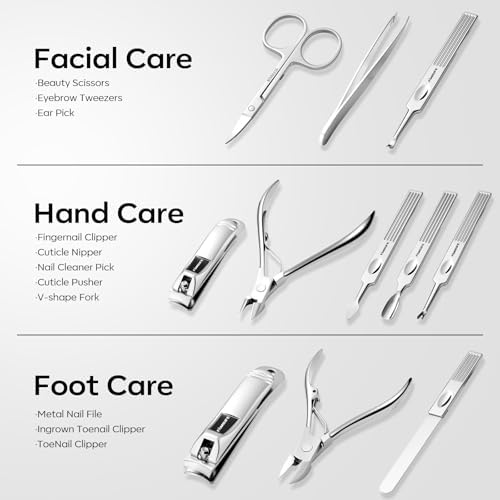 FAMILIFE Stainless Steel Manicure Set 11-in-1 Professional Nail Clipper Kit - Image 4