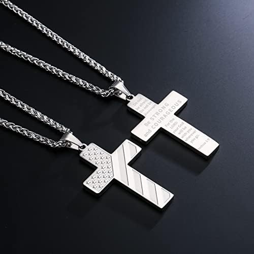 DuoDiner 18+2" Cross Necklace for Men Boys Christian Confirmation Gifts - Image 4