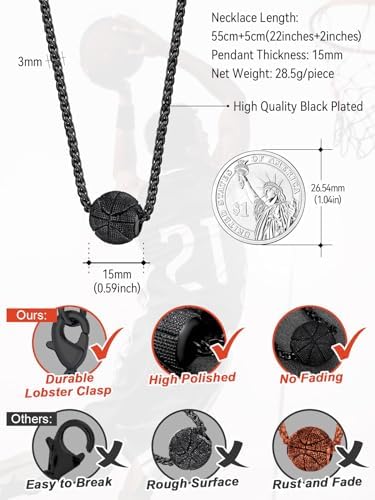 FaithHeart Sports Necklace for Men Women, Stainless Steel Gold Plated 3D Football/Soccer/Basketball/Volleyball Pendant Jewelry with Delicate Gift Packaging - Image 6