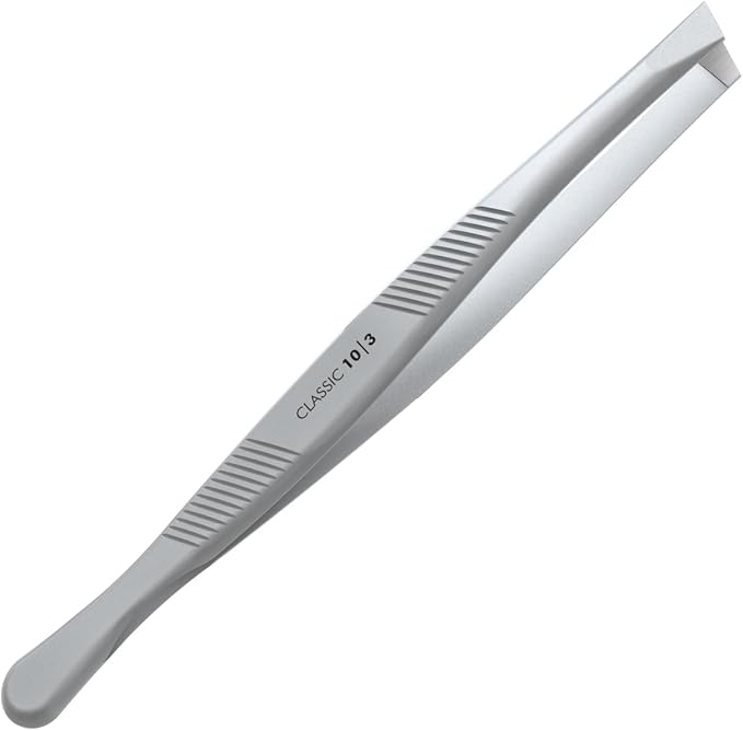 STALEKS CLASSIC 10 Type 3 Eyebrow Tweezers – Wide Beveled Stainless Steel for Thick Brows & Comfortable Home Hair Removal