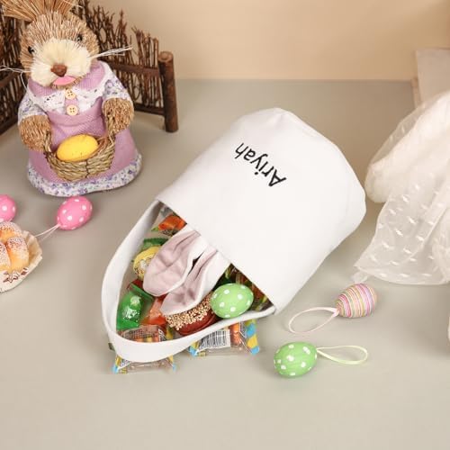 Personalized Bunny Ears Bucket Bag with Custom Name Photo-Easter Bag with Handle-Soft Egg Basket for Kids -Customized Easter Basket-Great for Carrying Gift Easter Eggs (Pink-r) - Image 6