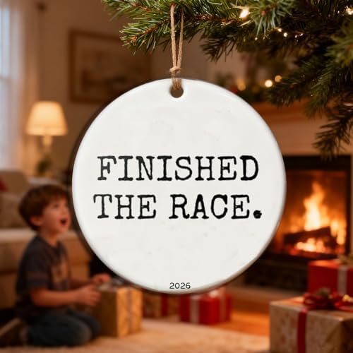Fitness Wins 2026 Ornament, Minimalist Gym Ornament | Weight Lifter Runner Gift | Workout Motivation Keepsake - Finished THE Race - Image 2