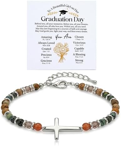LINGYUAN Graduation Bracelet for Her 2026, Beaded Jewelry Gift with Inspirational Message Card, Adjustable Keepsake for High School or College Graduate by LINGYUAN%E9%9D%88%E6%84%BF