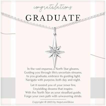 HOPE LOVE SHINE Graduation Jewelry for Her, 2 Interlocking Rings Necklace with Message Card, Gift Card and Jewelry Box by HopeLoveShine