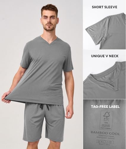 BAMBOO COOL Mens Pajama Set Lightweight Sleepwear Pjs - Image 4