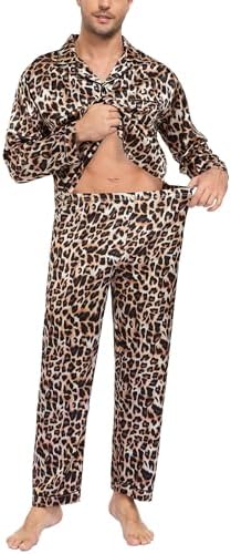 SWOMOG Mens Silk Satin Pajamas Set Long Sleeve Sleepwear Button-Down Pj Two-piece Loungewear with Long Pants S-XXL - Image 6