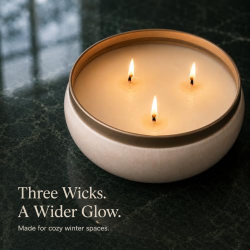 YMING Winter Scented Candle Gift Set, 3 Pack 14 oz Each-3 Wick Soy Candles - Image 4