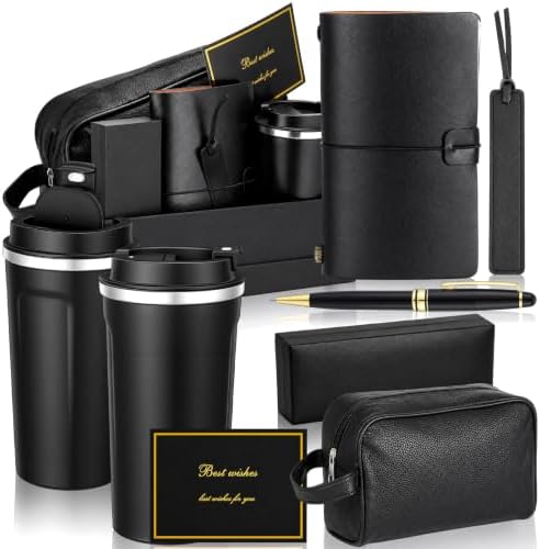 7 Pcs Gift Set for Men 17oz Tumbler Notebook Bag Pen,Black by Acellegic