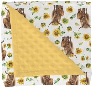 Highland Cow Sunflowers Baby Blankets for Girl Boy Highland Cattle Yak Boho Floral Soft Mink Dotted Backing Double Layer Swaddle Blanket Farmland Animal Bed Throws for Newborn Toddler Nursery 30x40 by GrowhappyGrowhealthy