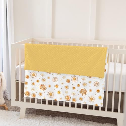 Watercolor Boho Suns Baby Blankets for Girl Boy Tribal Sun Totem Soft Mink Dotted Backing Double Layer Swaddle Receiving Blanket Summer Golden Sun Bed Throws for Newborn Infant Toddler Nursery 30x40 - Image 5