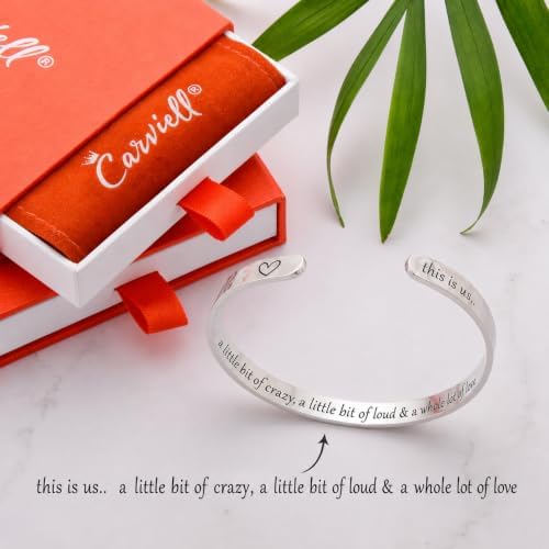 Carviell Bracelets for Women – 100+ Meaningful Engraved Messages – Solid 316L Surgical Stainless Steel Cuff Bracelet – Gift Ready - Image 3