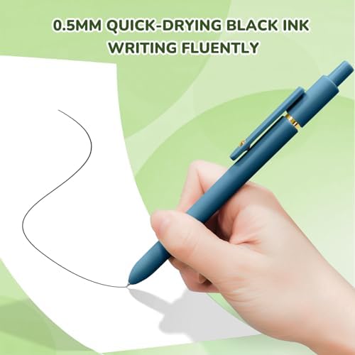 UIXJODO Gel Pens, 12 Pcs Black Ink Pens for Women, 0.5mm Fine Point Smooth Writing Pens, High-End Series Retractable Pens for Journaling Note Taking (12 Pcs Gold Morandi and Vintage) - Image 3