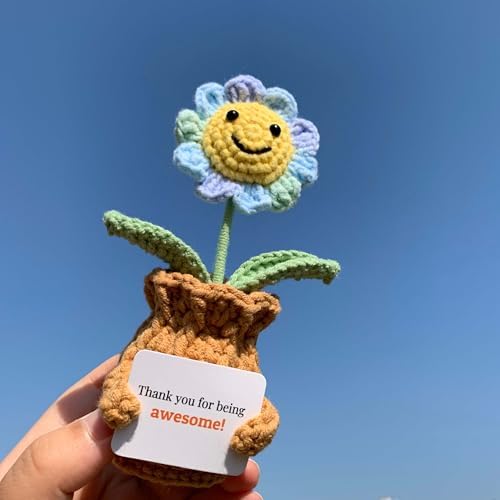 Thank You Crochet Gifts for Coworkers Sunflower Pot – Thank You for Being Awesome! Appreciation Gifts for Women Employee Nurse Secretary Positive Handmade Gift - Image 5