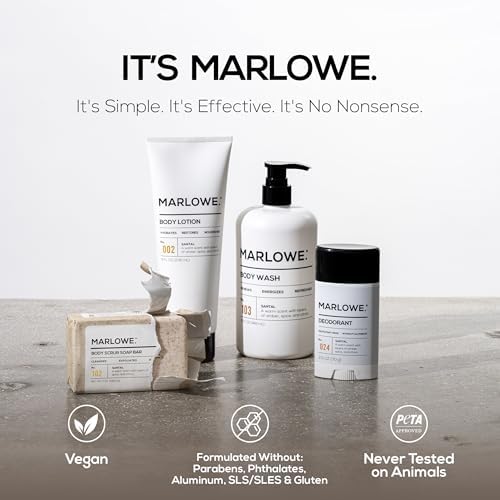 MARLOWE. Men's Santal Body Gift Set, Scrub Soap, Deodorant + Lotion - Image 3