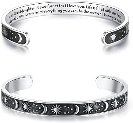TONY & SANDY Inspirational Bracelets for Women Teen Girls Personalized Gifts for Daughter Granddaughter Mom Sister Friends Stainless Steel Engraved Cuff Birthday Easter Christmas by TONYSANDY