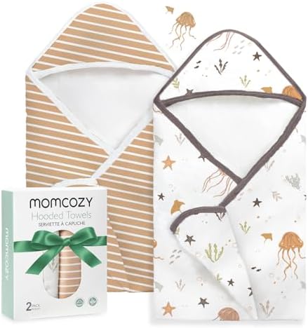 Momcozy Baby Towels, Soft Absorbent Bath Towel for Newborn&Toddler,Ocean by Momcozy