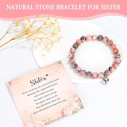 Sister Gifts from Sisters Birthday Gifts for Sisters Adult Best Sister Ever Gift Ideas for Women Cool Presents Set with Funny Glass Cup, Unique Makeup Bag, Scented Candle, Bracelet, Keychain, Card - Image 6