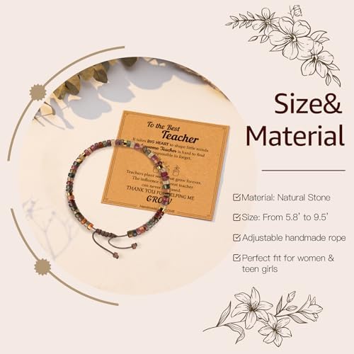 AGOT Thank You Gifts for Women: Teacher Appreciation Office Gifts for Coworkers Employee Boss Lady Manager Colleague Natural Stone Bracelet - Image 2