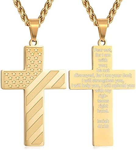 DuoDiner 18+2" Cross Necklace for Men Boys Christian Confirmation Gifts by Duodiner