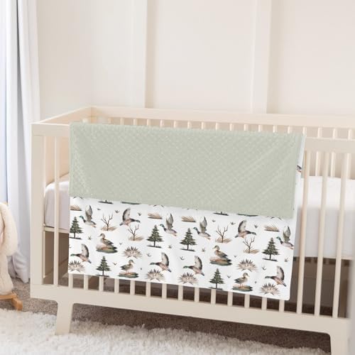 Retro Duck Hunting Baby Blankets for Girl Boy Flying Mallards Soft Mink Dotted Backing Double Layer Swaddle Receiving Blanket Wild Ducks Trees Leaves Bed Throws for Newborn Toddler Nursery 30x40 - Image 5