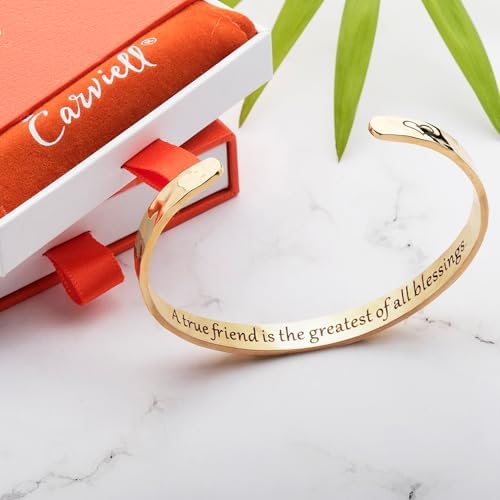 Carviell Bracelets for Women – 100+ Meaningful Engraved Messages – Solid 316L Surgical Stainless Steel Cuff Bracelet – Gift Ready - Image 4
