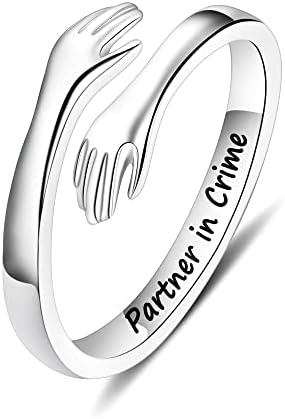 Yesteel S925 Sterling Silver Hug Ring for Women Teen Girls, Adjustable Ring Jewelry Mothers Day Birthday Gifts for Daughters Mom Sister Wife Friends Grandma by YESTEELJEWELRY