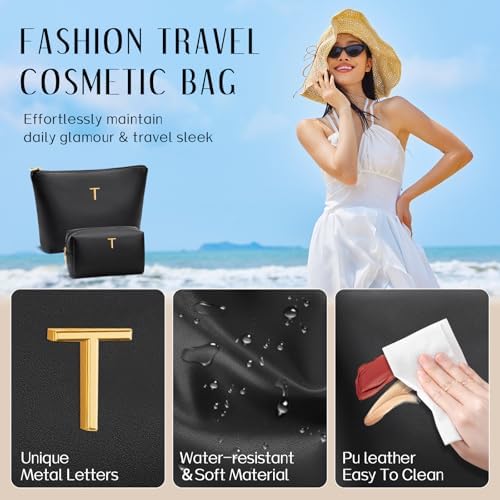 Gifts for Women Girls Personalized Initial Travel Makeup Bag - Image 3