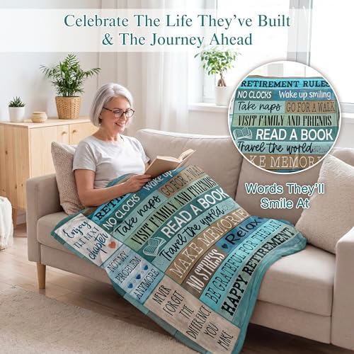 WRAPIX Retirement Gift for Woman Men - Fleece Throw Blanket 60x80 in - Image 3