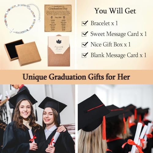 Graduation Gifts for Her- Class of 2026 Primary Middle High School College Grad Gift, Adjustable Stainless Steel Beaded Cross Bracelet for Girls & Women - Image 5