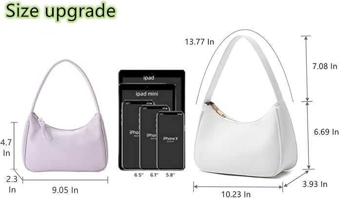 Shoulder Bags for Women, Cute Hobo Tote Handbag Mini Clutch Purse with Zipper Closure