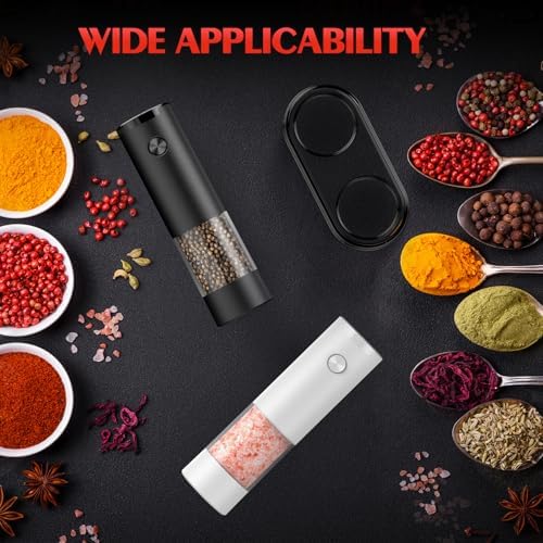 Electric Salt and Pepper Grinder Set Automatic Grinder for Kitchen Battery Pepper Mill Shakers Adjustable Coarseness Upgraded Larger Capacity with Led Gifts for Mom - Image 6