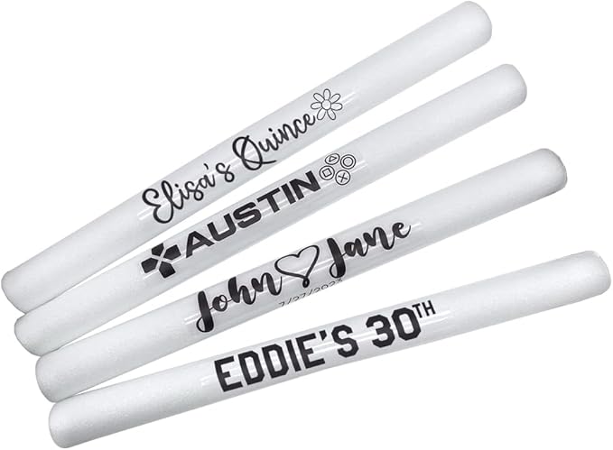 Pack of 100, Custom LED Party Foam Light Sticks for Wedding, Birthdays, Guests, Party, DJ, Concerts, Festivals, Events, Promotions 3 Color Lighting Modes Batteries 16"