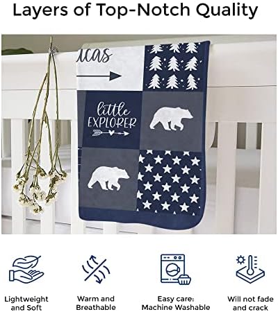 MDPrints Woodland Personalized Baby Blankets for Boys, Personalized Baby Gifts with Name, Customized Baby Blanket, Newborn Boy Gift, Soft Fleece - Image 4