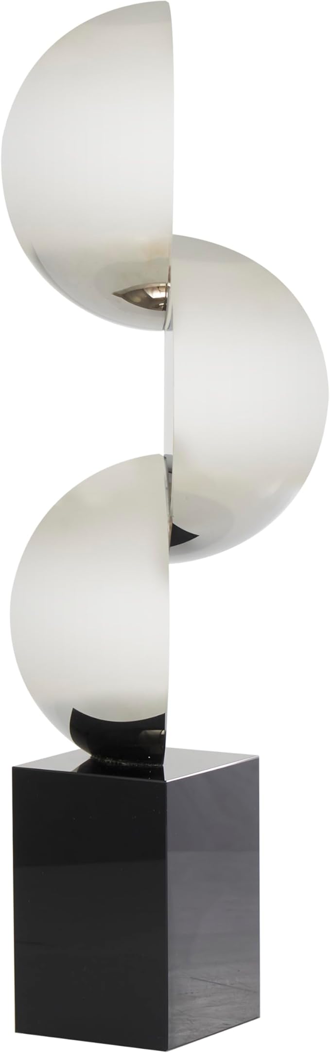 Deco 79 Crystal Geometric Decorative Sculpture Abstract Two-Tone Home Decor Statue with Stacked Semi Circles, Accent Figurine 5" x 4" x 18", Black