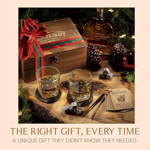 Mixology & Craft Whiskey Stones Gift Set – Includes Two 10oz Crystal Whiskey Glasses, 8 Granite Chilling Rocks, Slate Coasters, Metal Tongs, Cocktail Recipe Cards, Elegant Wooden Storage Box - Image 6