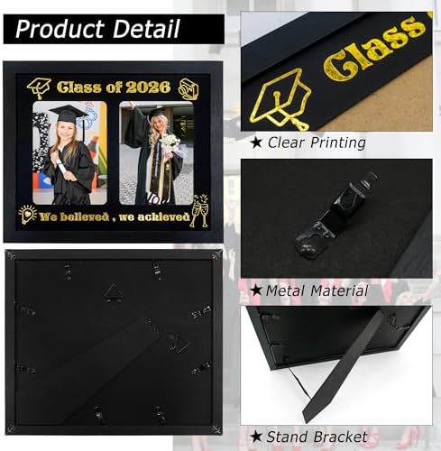 GMFrames Then and Now 2026 Graduation Frame – Double 5x7 Photo Display, Wooden Keepsake for High School & College Grad Party - Image 3