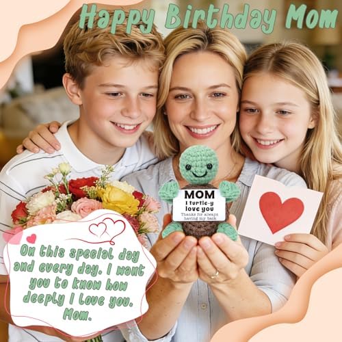 Mini Funny Turtle Mom Birthday Gifts from Daughter Son, Gifts for Christmas New Bonus Step Mom Mama Mother in Law, I Love You Small Cute Stuff Things, Handmade Turtle for Stocking Stuffer Mothers Day - Image 3