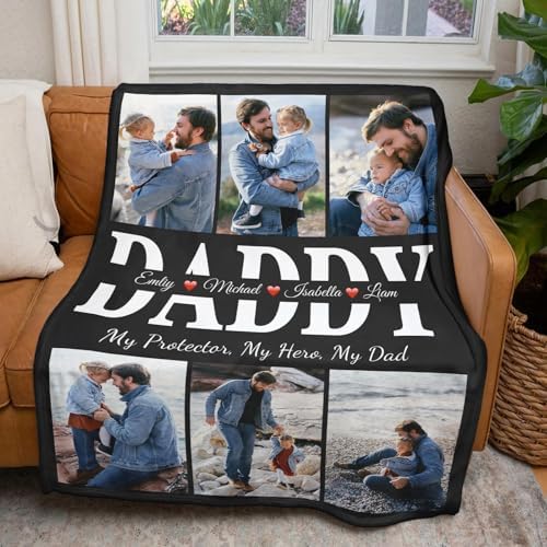 inkArts Fathers Day Personalized Gifts for Dad from Daughter Son Gifts for Dad Custom Blankets with Photo, Personalized Photo Blankets Customized Blanket with Picture - Image 3