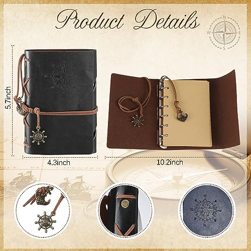 Kanayu 2 Pcs Compass Graduation Gift Compass with Stamped Leather Case and Leather Journal Notebook High School College Graduation Gifts for Him - Image 4
