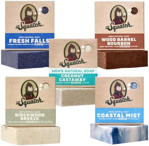 Dr. Squatch Natural Men’s Bar Soap, Body Soap Bar (5oz, 5-Pack) by DrSquatch