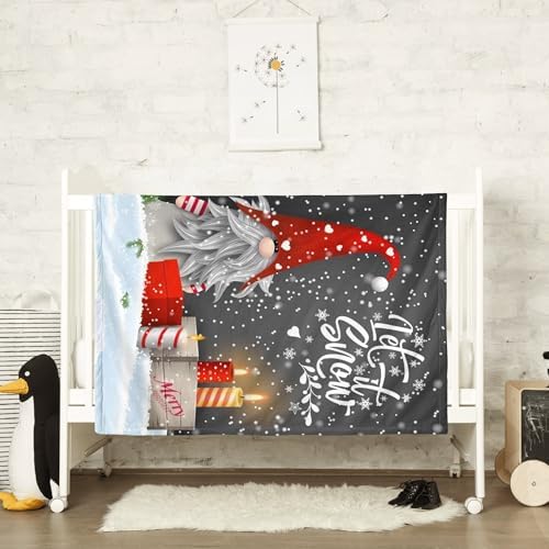 Christmas Baby Blanket 30x40 Inches, Merry Christmas Gnome Xmas Gifts Winter Snowflakes Design Soft Flannel Throw Blanket for Crib, Stroller, Couch, Bed - Cozy Warm Nursery & Home Decor for Kids Adult - Image 5