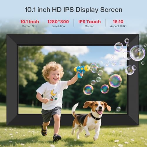 Frameo 10.1 Inch WiFi Digital Picture Frame, Smart Cloud Electronic Photo Frame with HD IPS Touch Screen Slideshow 32GB Memory Auto-Rotate Wall Mount, Share Photos/Videos from Phone - Gifts for Mom - Image 4